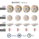 Vajilla Corona Beatriz Multicolor 16 Piezas 4 Puestos VL114L040116