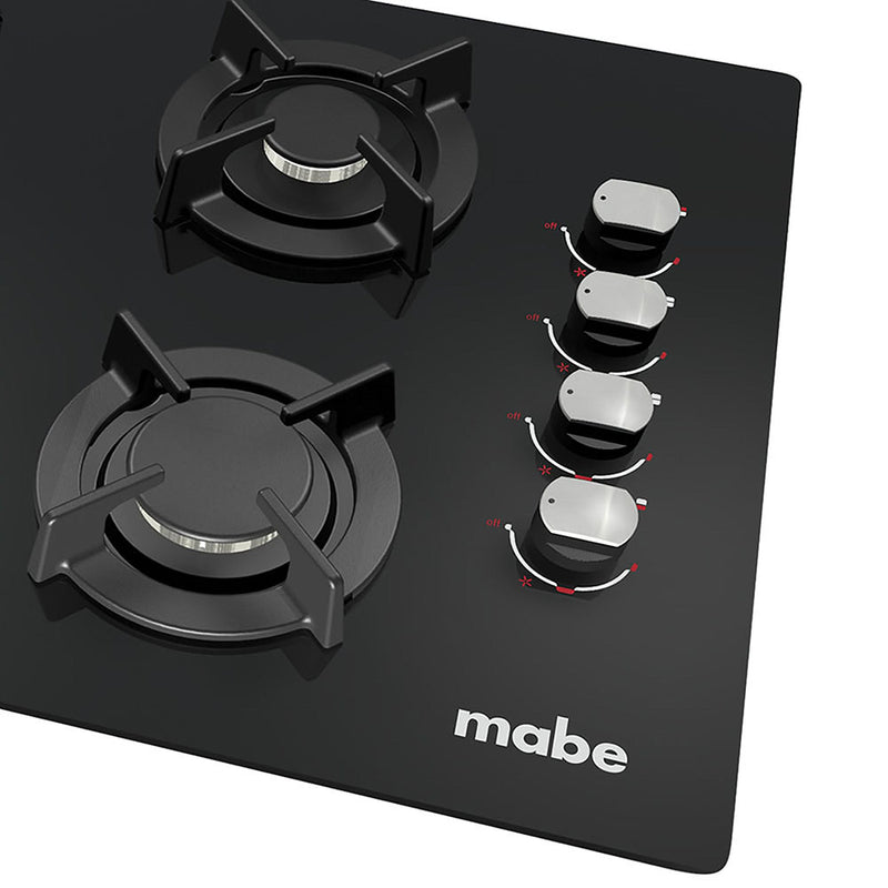 Cubierta de Empotrar 60 Centímetros Vidrio Templado Negra Mabe CMG6044V0