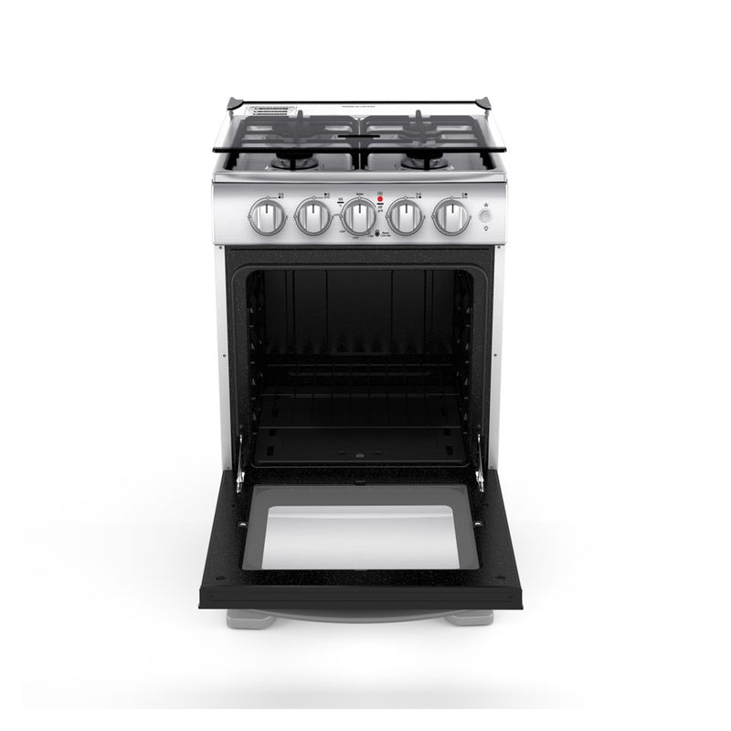 Estufa de Piso 4 Puestos 19" 110V Inox con Tapa de Vidrio TX1G-7CON