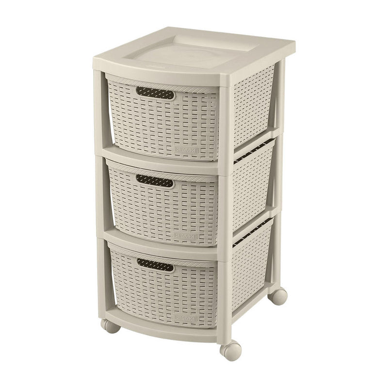 Cajonero Rattan 3 Gavetas Taupé 9833