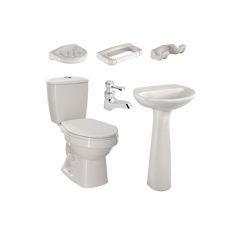 Combo Laguna 4.8Litros Con Pedestal Bone Grifería Cromada