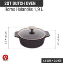 Olla Horno Holandes 1.9LT Tapa de Vidrio Negro 39554