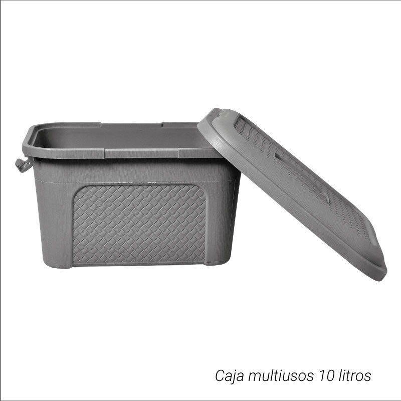 Caja Multiusos Rattan de 10 Litros Gris