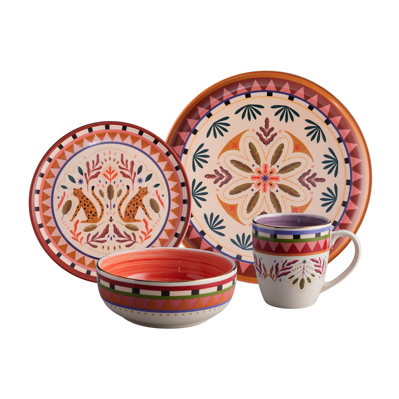 Vajilla Selvatica 4 puestos 16 Piezas Multicolor VL168I040116