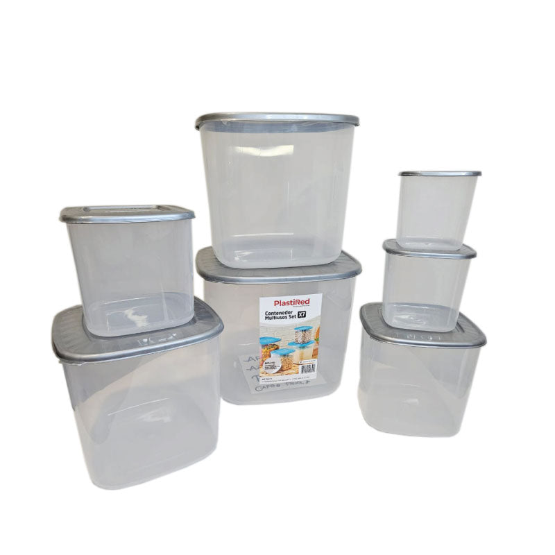 Contenedor Multiusos Set x 7 Unidades Plata 06578GRISPLATA