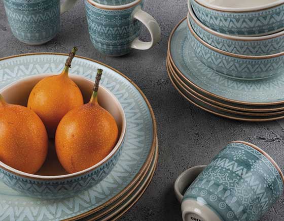 Vajilla 4 puestos 16 Piezas Congo Azul Multicolor. VL120E040116