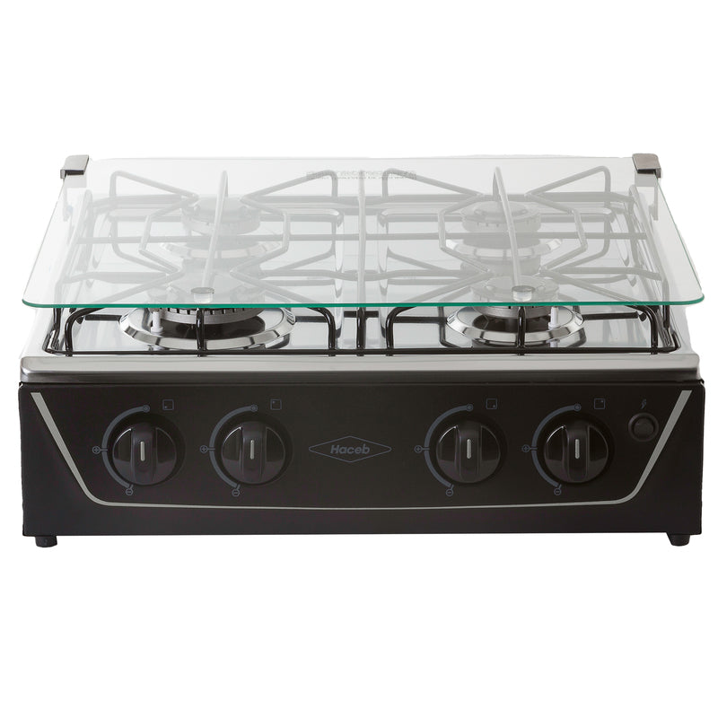 Sobremesa Avellana de 4 puestos con tapa de vidrio color negro - Gas Natural 9001813