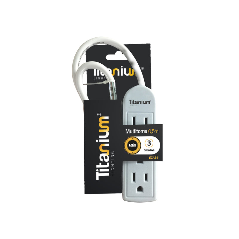 Multitoma de 3 Salidas Cable 0.5 M Blanco x 1 Unidad