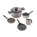 Batería Talent Cocina Perfecta 7 Piezas Antiadherente Tapa de Vidrio Gris 5861036926