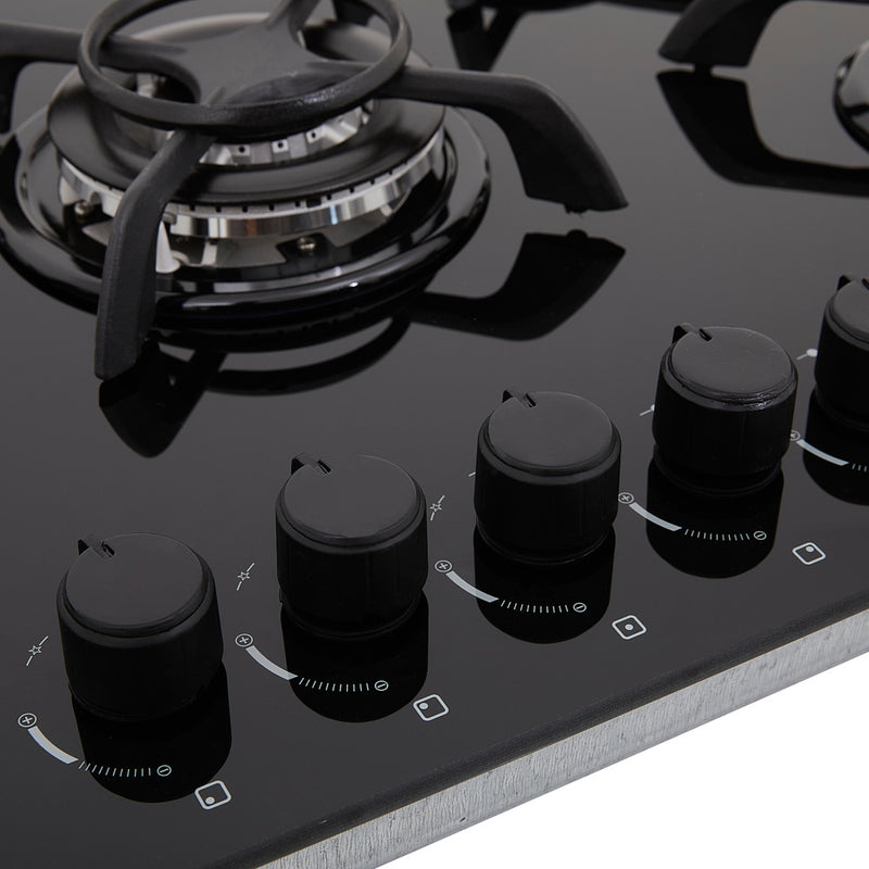 Cubierta de empotrar de Cristal de 76 Cm Negro Gas Natural 9000748