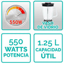 Licuadora IMUSA Powermix Glass 5 Velocidades 550W 1.25L Negra 5861032007