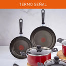 Bateria Colors 11 Piezas Antiadherente Tapa de Vidrio Rojo 5861021578