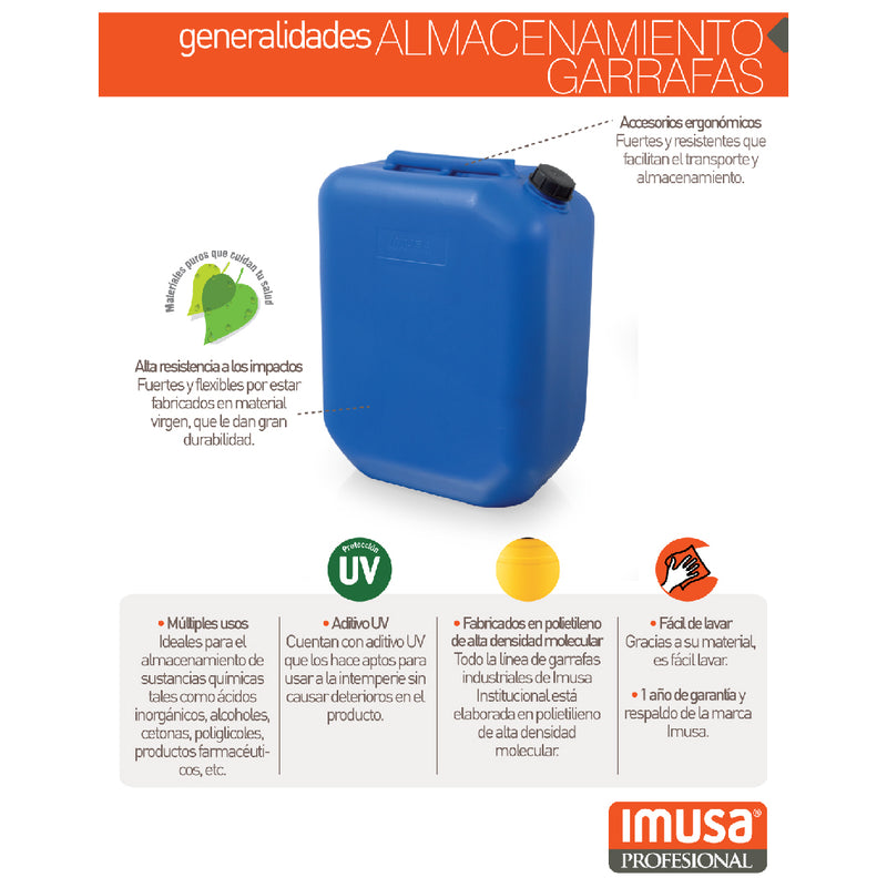 Garrafa Industrial IMUSA Rectangular 17 Galones 67 Litros Azul